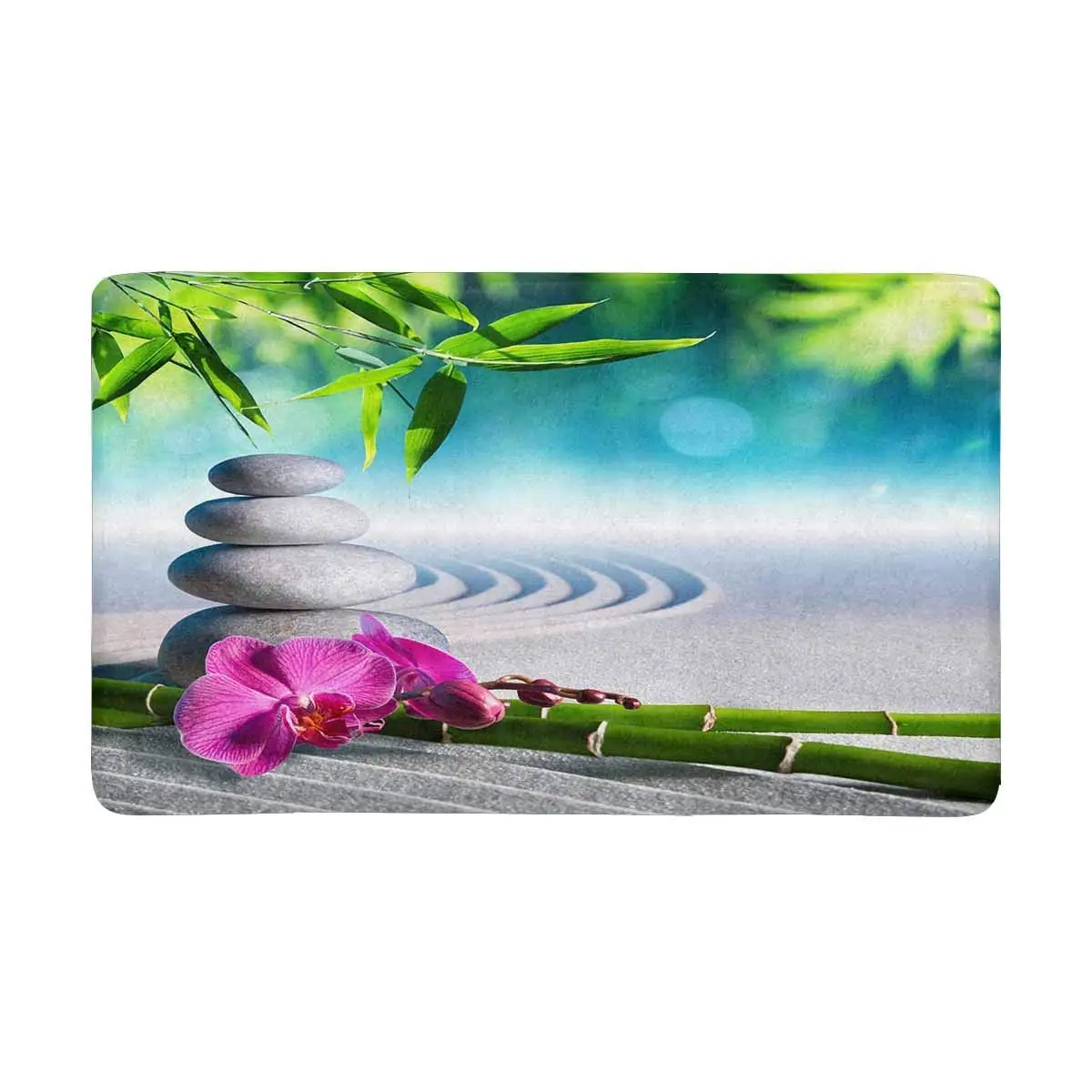 

Sand, Orchid and Massage Stones in Zen Garden Indoor Entrance Rug Floor Mats Shoe Scraper Doormat