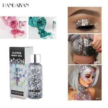 

HANDAIYAN Eyeshadow Glitter Gel Hair Body Face Glitter Paste Cream Makeup Shimmer Diamond Highlighter Gel Festival Decor TSLM1