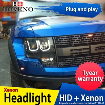 

Hireno Headlamp for 2011-2014 Ford Raptor F150 Headlight Headlight Assembly LED DRL Angel Lens Double Beam HID Xenon 2pcs