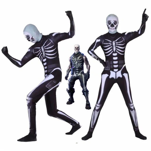 Adult Kids Game Cosplay Costume Skull Trooper Human Zentai Bodysuit Suit Jumpsuits Halloween | Тематическая одежда и