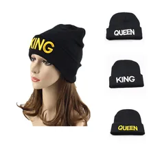 ALLKPOPER Beanie теплая Женская Зимняя кепка шапки и кепки s мужские King queen зимние шапки бини шапка вязаная хип хоп шапка пара Gorro