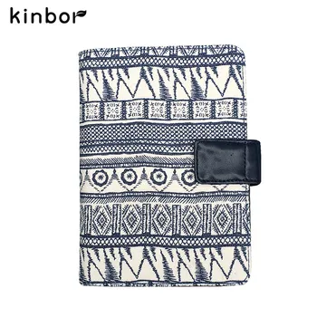 

kinbor Blue Tribal Style Canvas Cover A6 Notebook 2017 Planner with Calender Daily Efficiency Book Traveler's Notebook Gift
