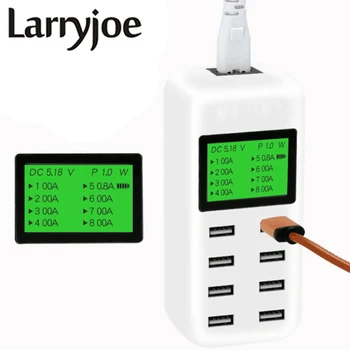 

LarryjoePortable Travel Intelligent Charger Compatible With All USBCharging 2A 8 Port LCD Real Time Monitoring Safeguard Tools