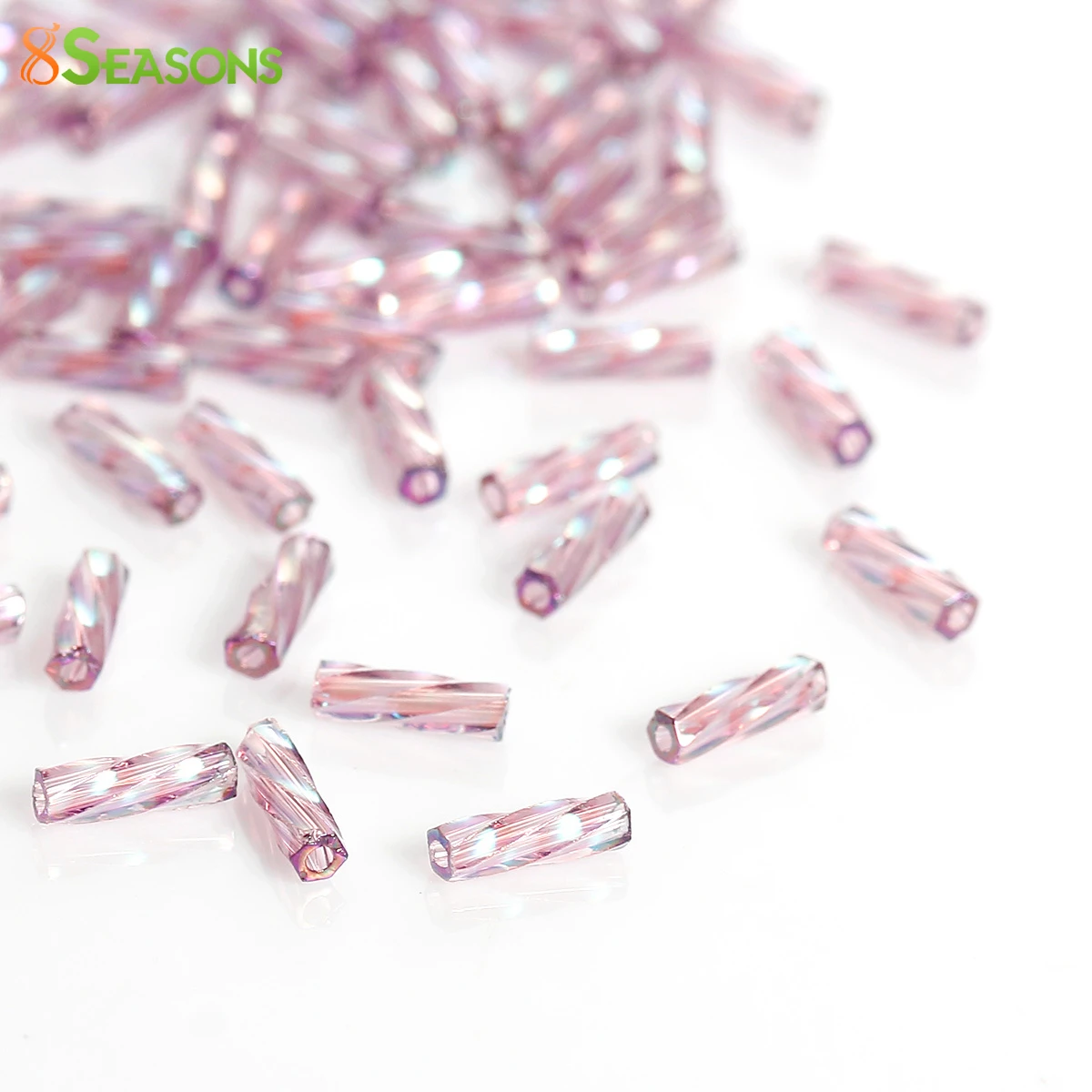

8SEASONS Japanese Glass Seed Beads Twisted Bugle Purple AB Color About 6x2mm,Hole: About 0.8mm,10 Grams(About 40 PCs/Gram)