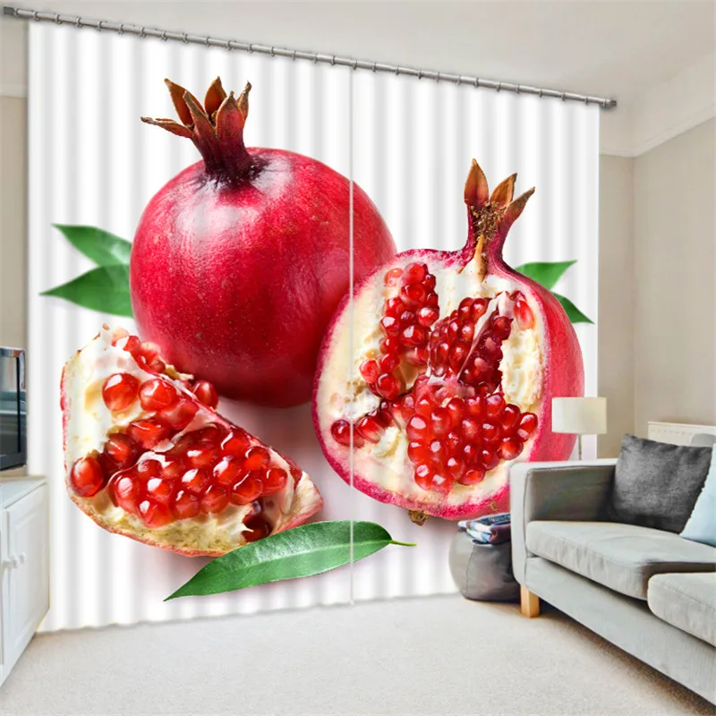 

Kitchen Luxury Blackout 3D Window Curtains For Living Room Bedroom Customized size Rideaux Cortina Drapes Pomegranate pillowcase