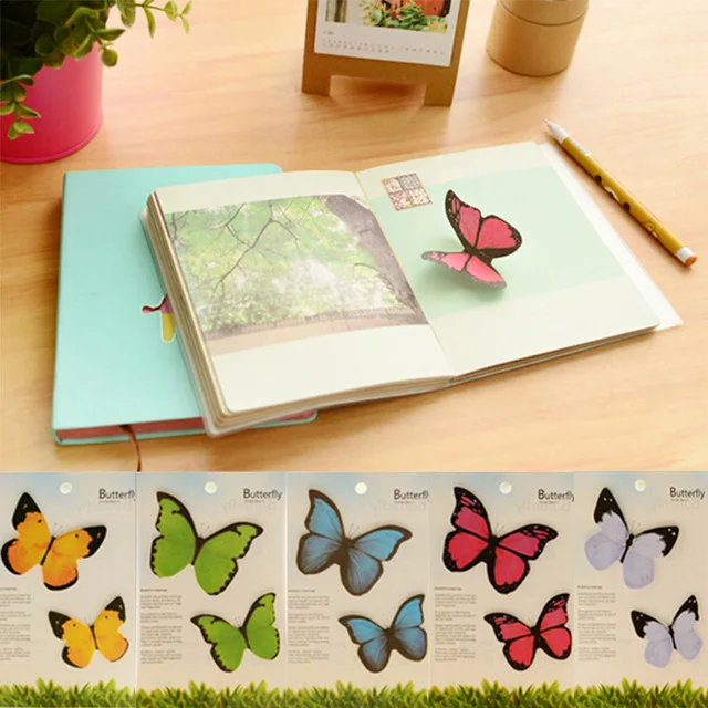 

40 Sheets/LOT Beautiful Stickers 3D Butterfly Stickers Post Bookmark Decoration Flags Memo Tab Index Sticky Note
