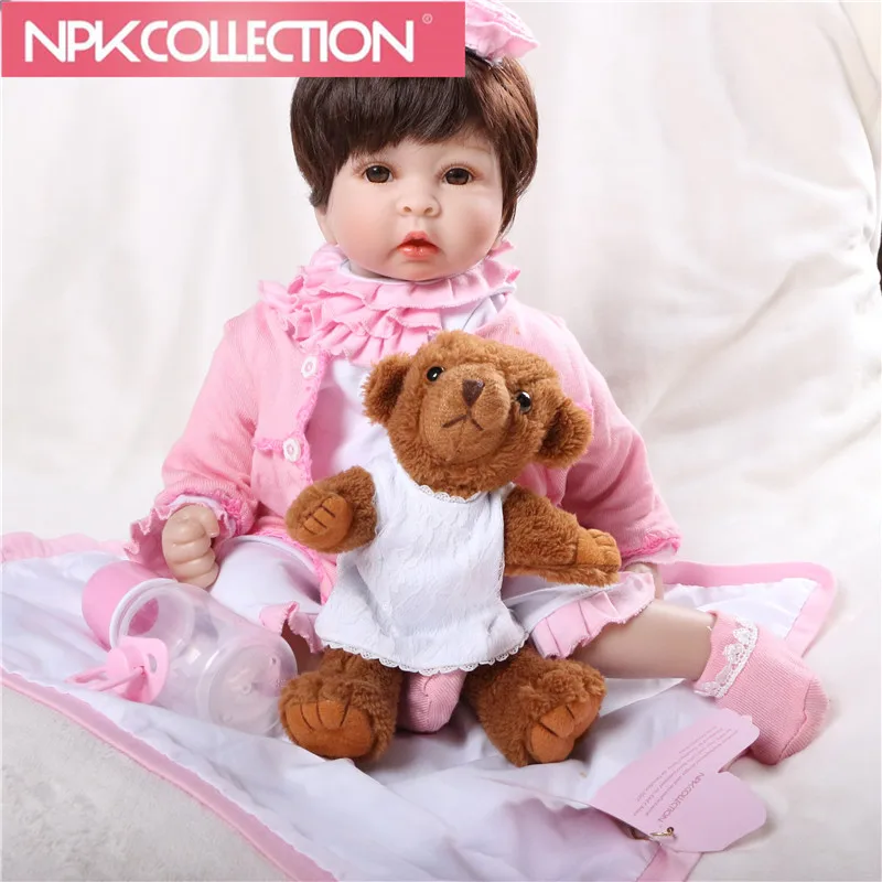 

22" New Silicone vinyl adora Lifelike toddler Baby Bonecas girl kid doll bebe-reborn menina de silicone toys for children N95