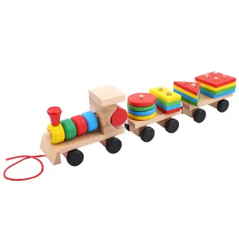 

Baby Kids Early Developmental Toys Train Learning Truck For Children Shape Wooden Blocks Assemble Educational Toy 2017