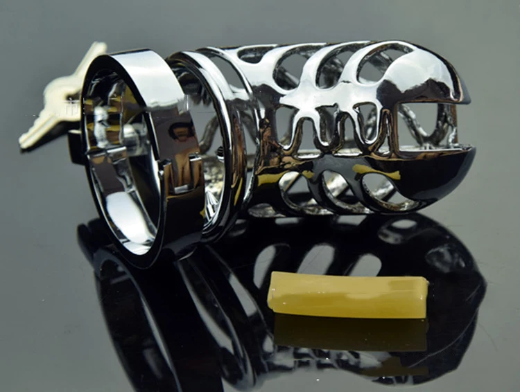 

Men chastity lock stainless steel male chastity device / metal silver urethra Crafts home Decro ornament Figure Miniatures