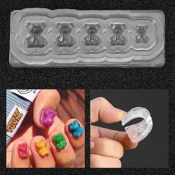 

2pcs 3D Bear Silicone Carving Mold for UV Nail Decoration Mold Nail Art Template Bear Decals Nail DIY Tool Gel Polish Stamper
