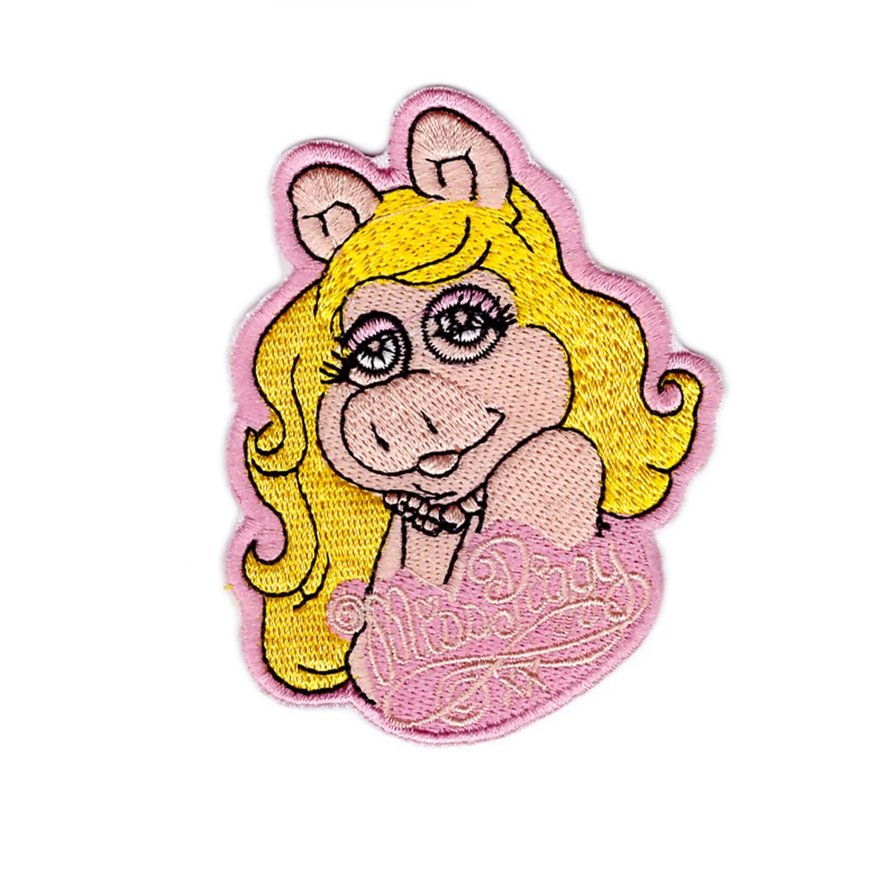 Nuovo Design The Muppets Miss Piggy Cartoon Ricamato Girls Iron On Applique Patch