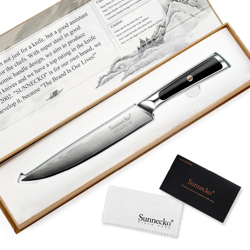 SUNNECKO 6 шт Кухня Набор ножей Slicer утилита Santoku шеф-повар Ножи ножи японский Дамаск VG10 Сталь Sharp G10 ручка