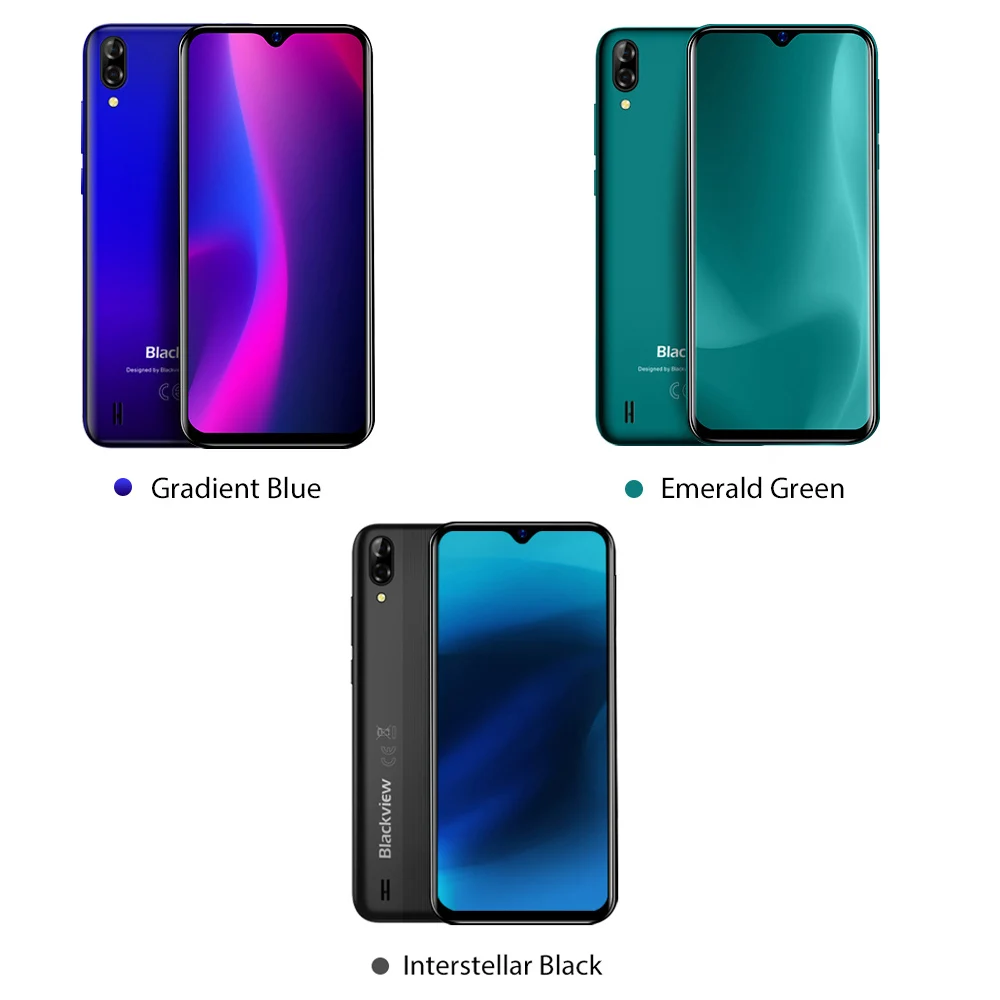 Blackview A60 Original New Smartphone 6.1 inch 19.2:9 Waterdrop HD Screen 1GB+16GB Android 8.1 4080mAh 5MP+13MP 3G Mobile Phone