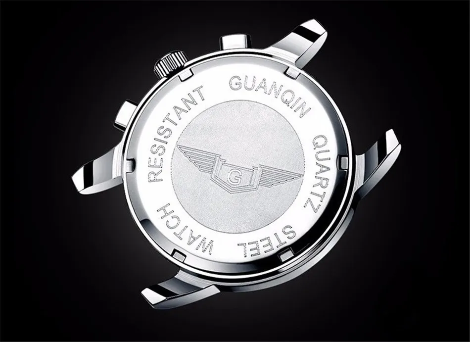 2018 GUANQIN часы Для мужчин Большой Дейл сапфир против царапин кварцевые часы световой Дата Для мужчин Часы модные наручные часы Для мужчин S
