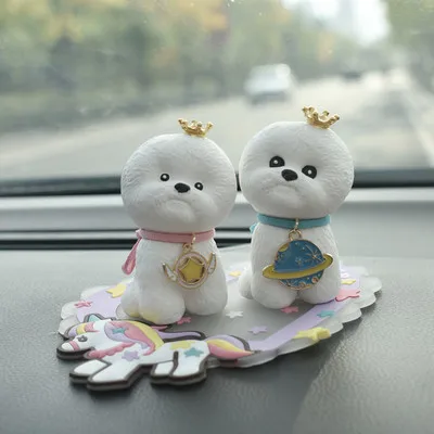 

Cute Bichon Frise Dog Car Decoration Car Ornaments Interior Dashboard Decoration Birthday Gift Home Decor