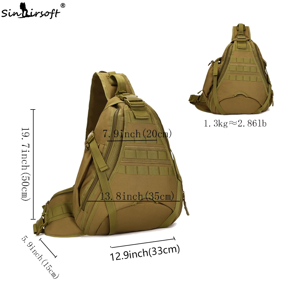 Sinairsoft мужская тактический рюкзак большой емкости дорожные сумки на ремне Рюкзак Груди Упакованные 14 дюймов ноутбук Тактический спортивная сумка