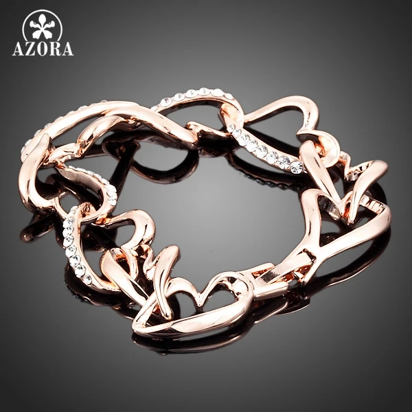 AZORA Gold Color Gorgeous Austrian Crystal Nine Heart End to End Bracelet TS0004