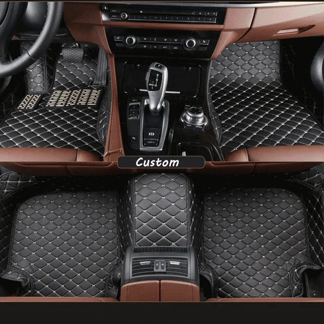 Car floor mats for toyota Highlander 5 seats, car mat black beige brown