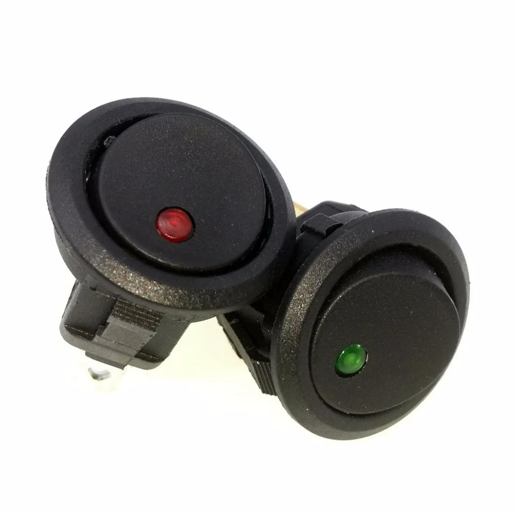 

10PCS/Lot 12V Green LED Dot Light Car Boat Round Rocker ON/OFF SPST Switch