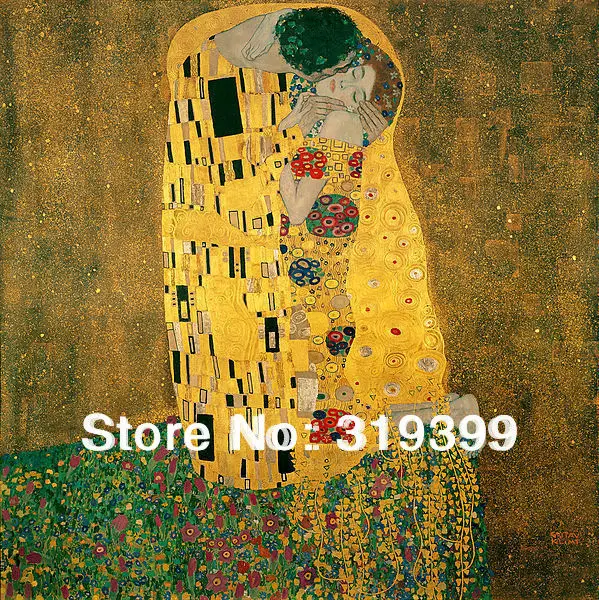

Oil Painting Reproduction on linen Canvas,The Kiss by gustav klimt,100% handmade,Free fast Shipping,Museam Quality