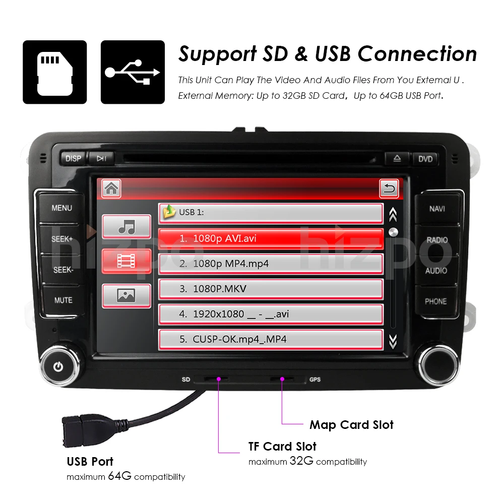 Discount 7inch 2Din Auto Radio Car DVD Player Gps Stereo for VW Volkswagen SKODA GOLF 5 Golf 6 POLO PASSAT B5 B6 JETTA TIGUAN NAVI CD SWC 18