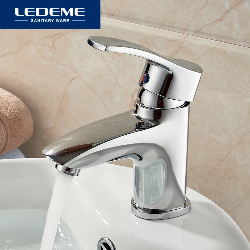 

LEDEME Basin Faucet Curve Handle Curve Designer Brass Vessel Tap Bathroom Faucet Chrome Modern Waterfall Faucets L1064