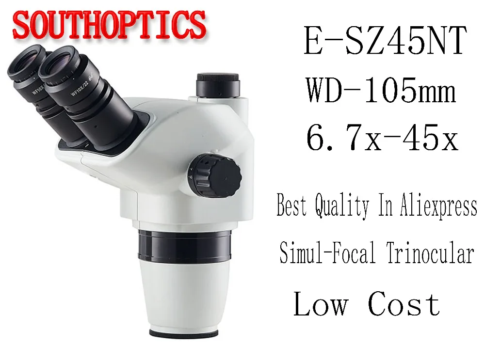 Профессиональный E-SZN45 6.7X-45X Тринокулярный симуль фокусное расстояние стерео зум микроскоп головка WF10X окуляр Микроскоп аксессуары