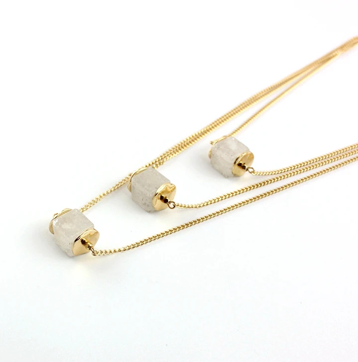 

2016 New Three layers personality white natural crystal square multilayer necklaces & pendants
