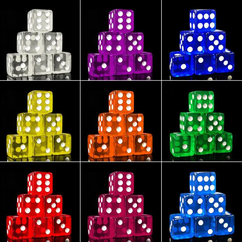 Dice Decoration-Game Exquisite-Dice Colorful 16mm 10pcs Transparent Cubic Collection