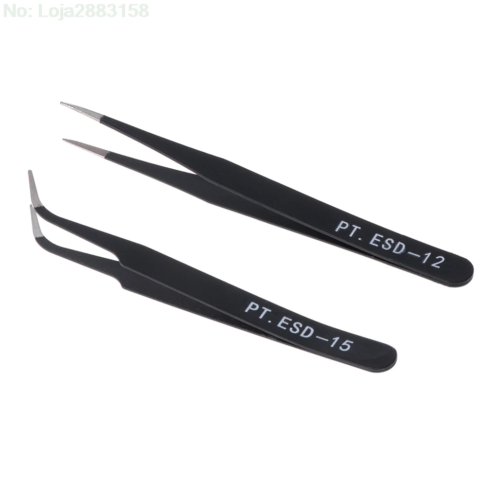 

2pcs Stainless Steel Nail Tools Eyelash Extension Tweezers Nippers Pointed Clip