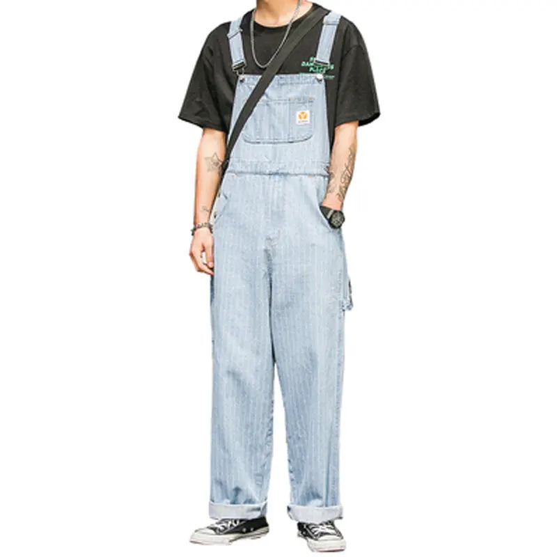 Overalls Jumpsuits Jeans Male Bib-Pants Pocket Loose Men's Casual Denim Fashion