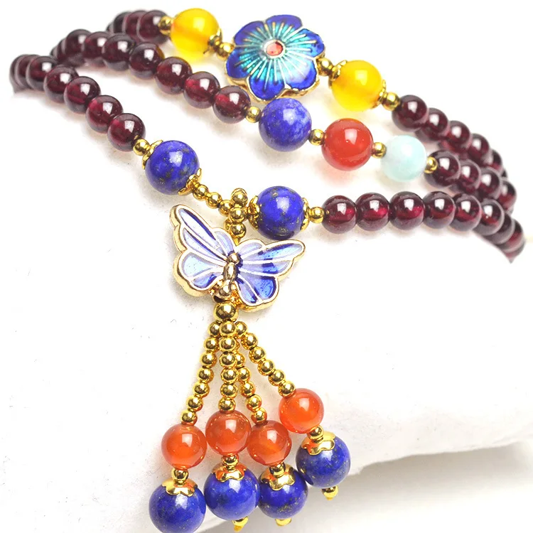 

New Fashion 4.5mm GradeAAAAA A Garnet Bead Bracelet Tibetan Buddhist 108 Prayer Beads Gourd mala Prayer Bracelet for Meditation