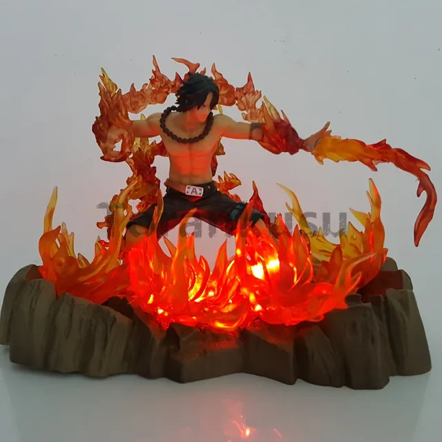 Best Price One Piece Action Figure Ace Led Fire Base 170mm Anime One Piece Portgas D Ace Fire Fist Figurine Collectible Model Toys