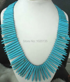 

green howlite turquoise necklace graduated bullet 18inch wholesale beads 20-50mm FPPJ