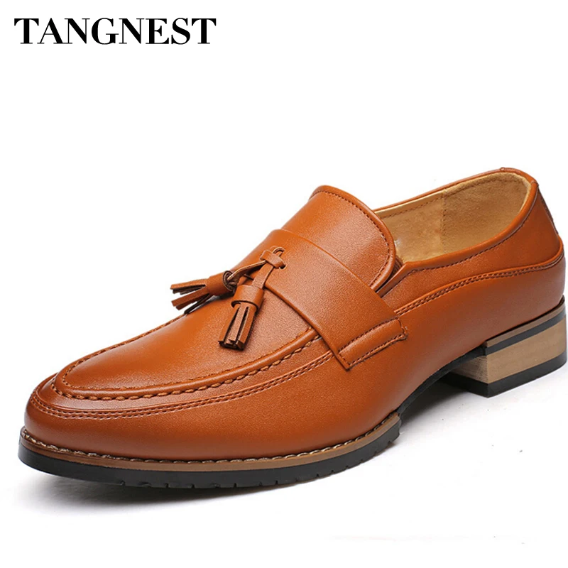 Tangnest/ г. Новая повседневная мужская обувь в британском стиле Мужская обувь из спилка на низкой танкетке однотонная мужская обувь без застежки размеры 38-43, XMP561