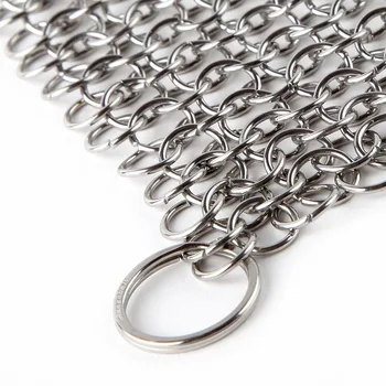 

Economical Stainless Steel Chain Mesh Cleaner Grips Cast Iron Cleaning Tool with Sponge Kitchen Supplies ds99