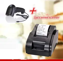 1 шт. проводной сканер + черный оптовая продажа высокого качества 58 мм Термопринтер Чековая машина скорость печати 90 мм/сек. USB интерфейс