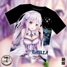 Nuevo Anime Re: La Vida en un mundo distinto de cero, Emilia kawaii de Malla Camiseta de La Camiseta Tops de verano para mujer para hombre Unisex Cosplay ropa