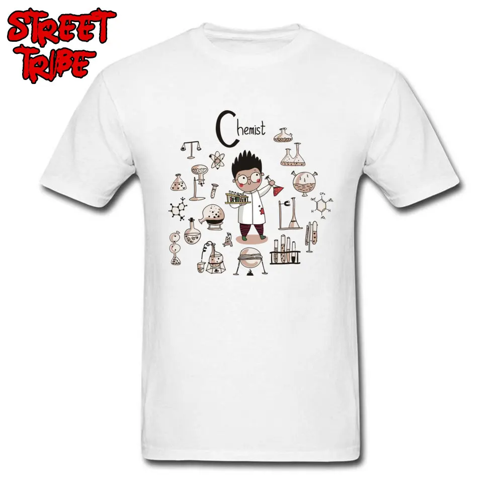 Short Sleeve Tops Tees Crew Neck Cotton Fabric Men's T-shirts chemistry science scientist Hip hop Tops Tees Brand chemistry science scientist white