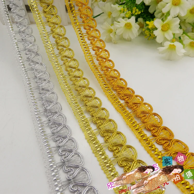 

YACKALASI 12 Yds Gold Braided Band Lace Appliqued Crochet Trims Vintage Cosplay Costumes Appliqued Sewing Apparel Ribbon 2.7CM
