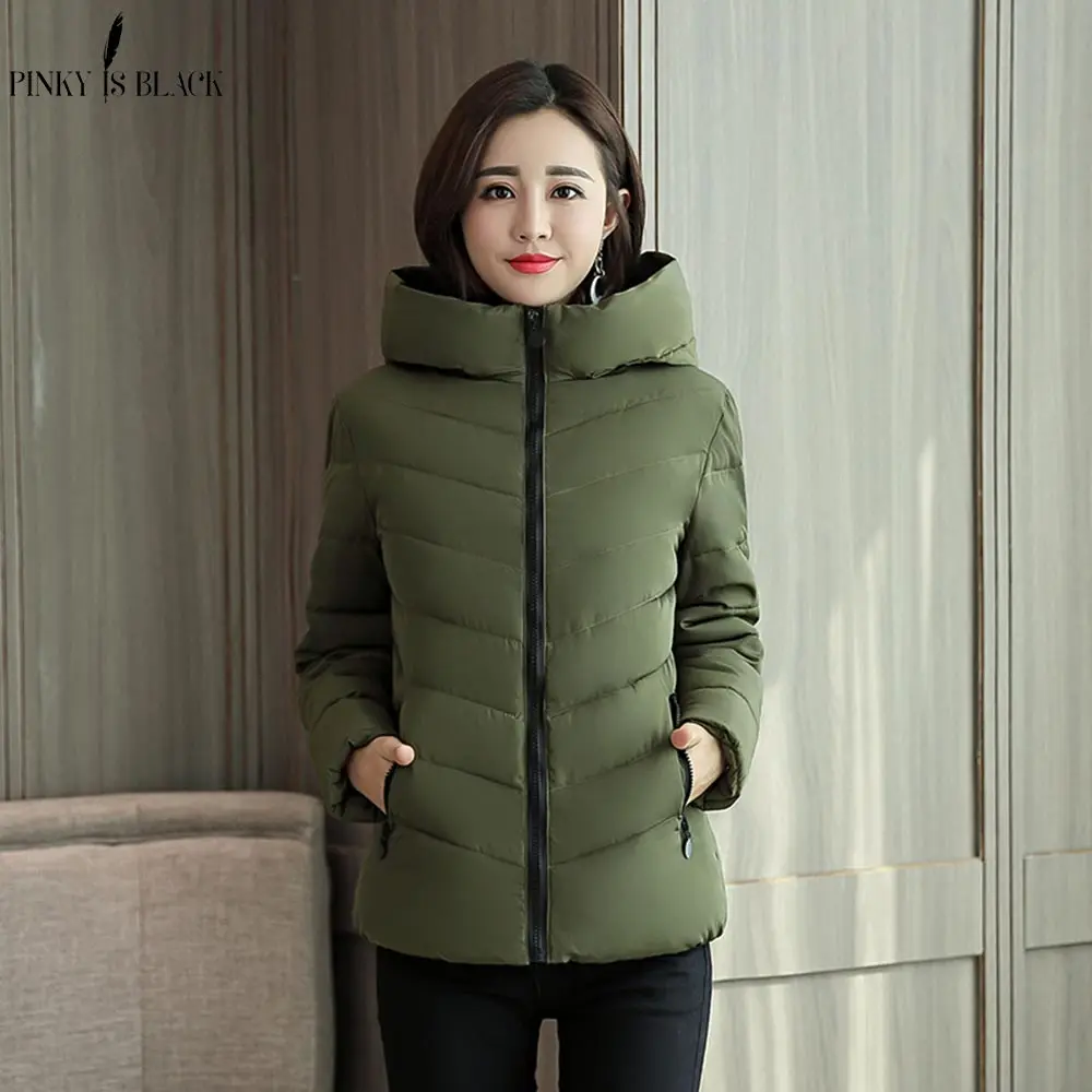 PinkyIsBlack Winter Jacket Women Cotton Short Jacket 2018 New Girls Padded Hooded Warm Parkas Winter Coat Women Plus Size 4XL