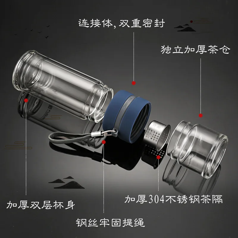Стеклянная бутылка для воды и чая FUGUANG небольшой стакан из нержавеющей стали