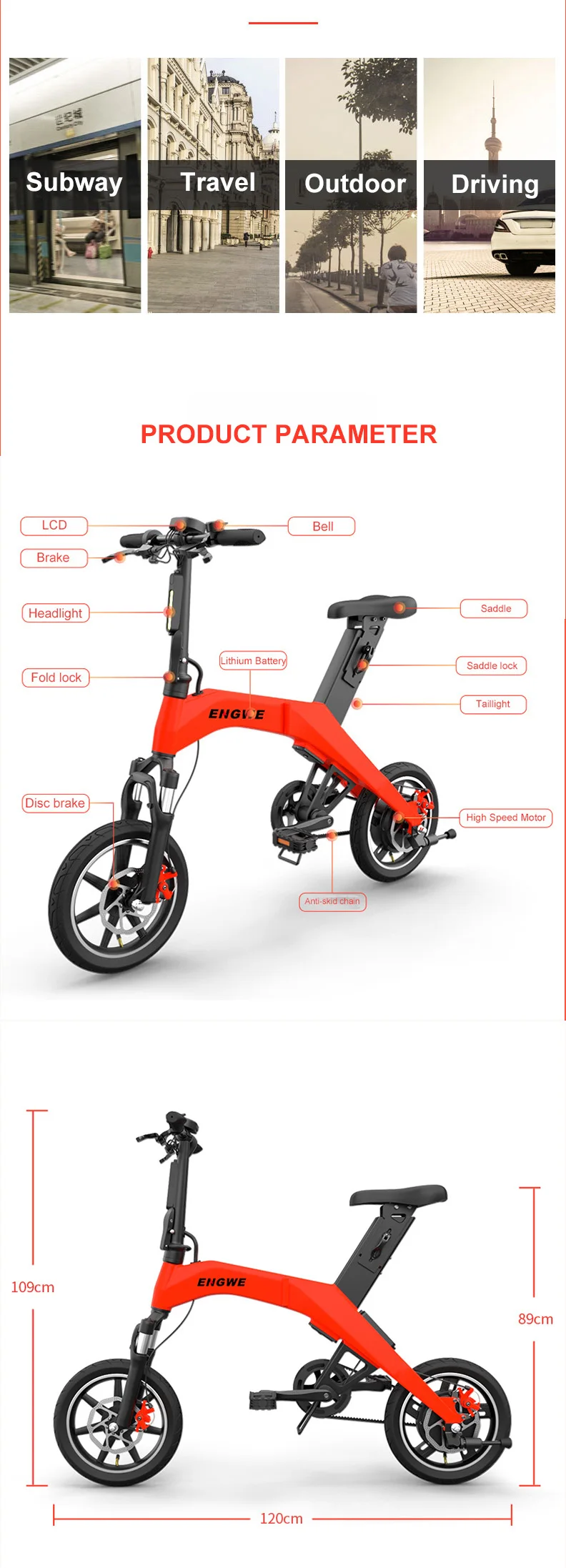 Best 12inch electric bike 36V lithium battetry 300w high speed motor fold smart ebike mini Urban electric bicycle Comfortable ride 9