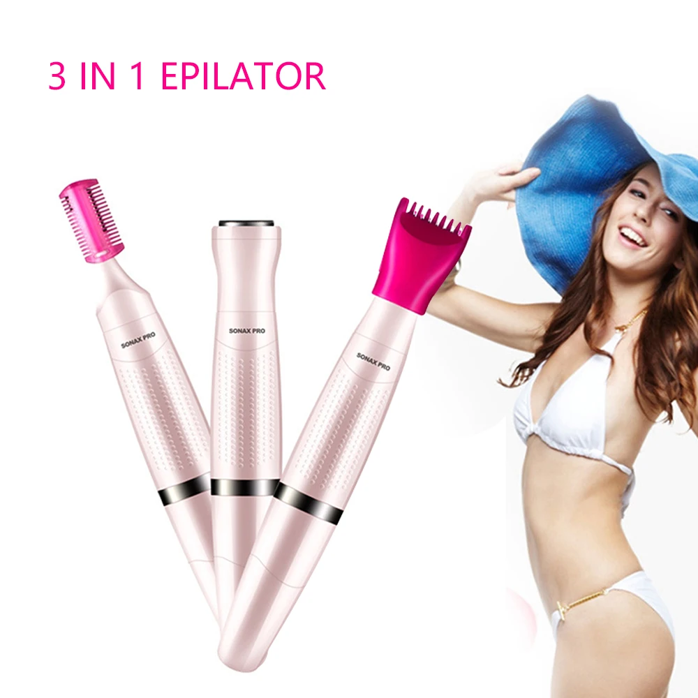 

Portable Battery Trimmer for Woman Razor Electric Epilator Waterproof 3 in 1 Facial Leg Hair Removal for Bikini Area