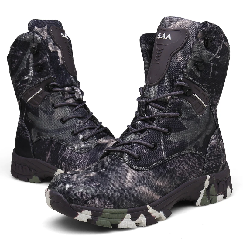 Мужская Безопасная рабочая обувь на плоской подошве; камуфляжные водонепроницаемые армейские сапоги на шнуровке; мужские тактические военные полуботинки; ботинки-дезерты