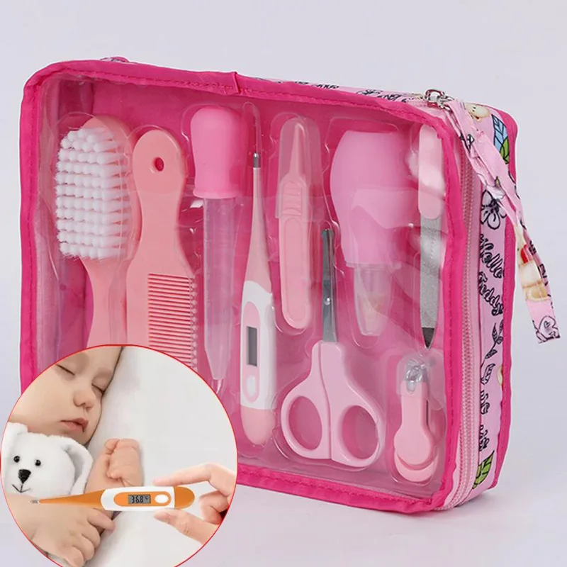 10Pcs/Set Baby Nail Health Care Kit Multifunction Thermometer Nose Cleaner Toothbrush Safe Newborn