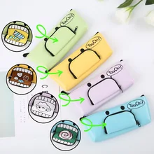 Big capacity Mouth zipper tooth Pencil Case PU Cute School Supplies Stationery Gift School Pencil Box Pencilcase Pencil Bag