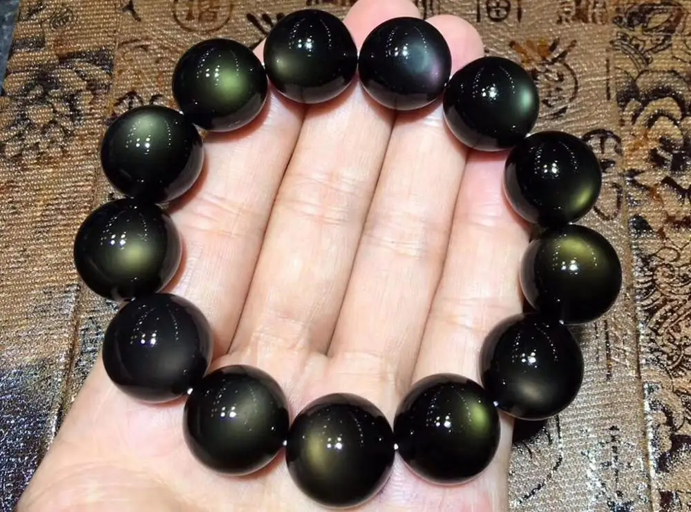 

100% Natural Obsidian Bracelet Rainbow 20mm Round Beads Crystal Women Men Healing Colorful Stone Charm Stretch Fashion AAAAA
