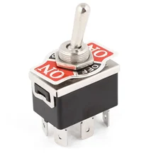 AC 250V/10A 125V/15A DPDT 3 Position ON/OFF/ON 6 Pins Toggle Switch Black+Silver AC 250V/10A 125V/15A DPDT 3 Position ON/OFF/ON 6 Pins Toggle Switch Black+Silver