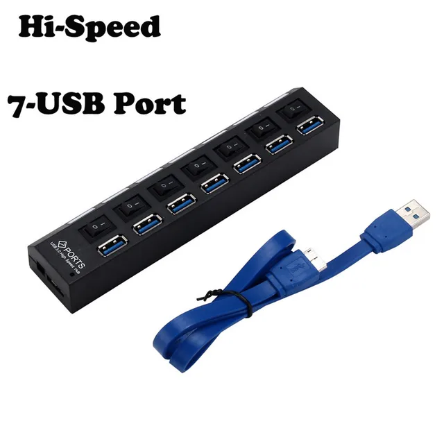 Best Price Advanced 2018 Computer Accessories New 7 Ports USB 3.0 HUB With On/Off Switch Power Adapter For Desktop Laptop drop shipping Best Price Advanced 2018 Computer Accessories New 7 Ports USB 3.0 HUB With On/Off Switch Power Adapter For Desktop Laptop drop shipping